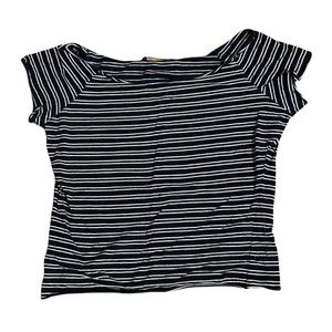 Brandy Melville Black and White Stripe Off the shoulder (ish) Top